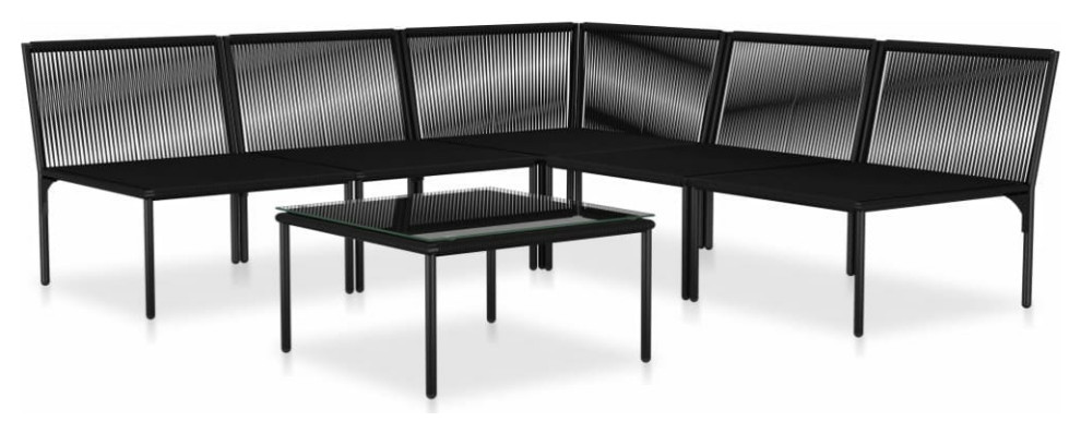 vidaXL Patio Lounge Set Patio Furniture Set Table and Chair 6 Piece Black PVC   Contemporary   Outdoor Sofas   by vidaXL LLC  Houzz