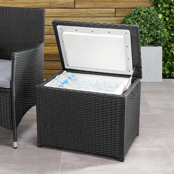 CorLiving Parksville Black Rattan Insulated Cooler Table