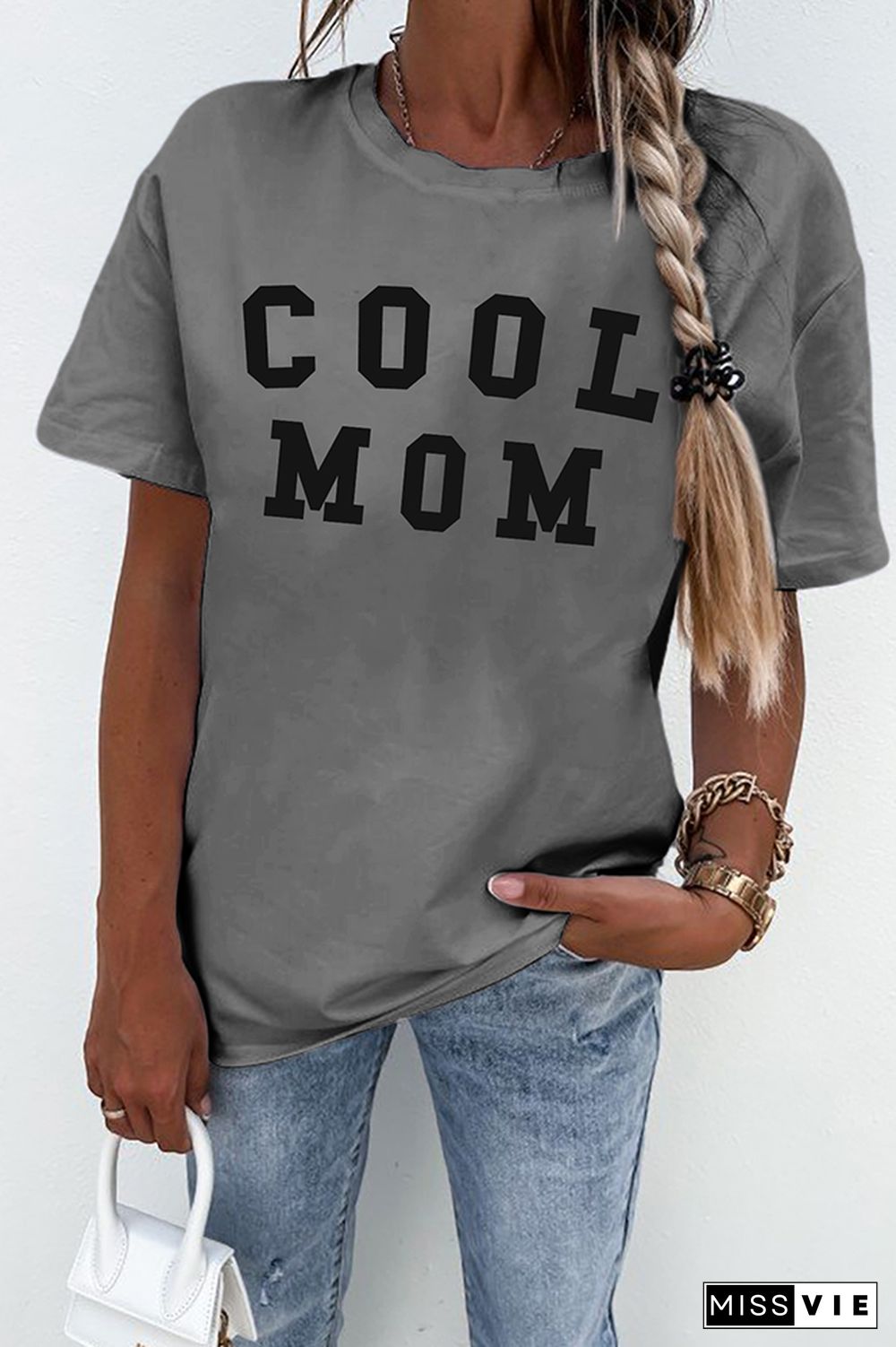 COOL MOM Print Graphic Tees for Women Wholesale Short Sleeve T shirts Top