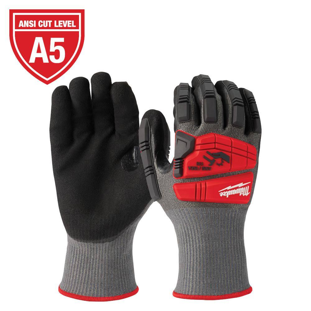 MW Large Red Nitrile Level 5 Cut Resistant Impact Dipped Work Gloves 48-22-8982