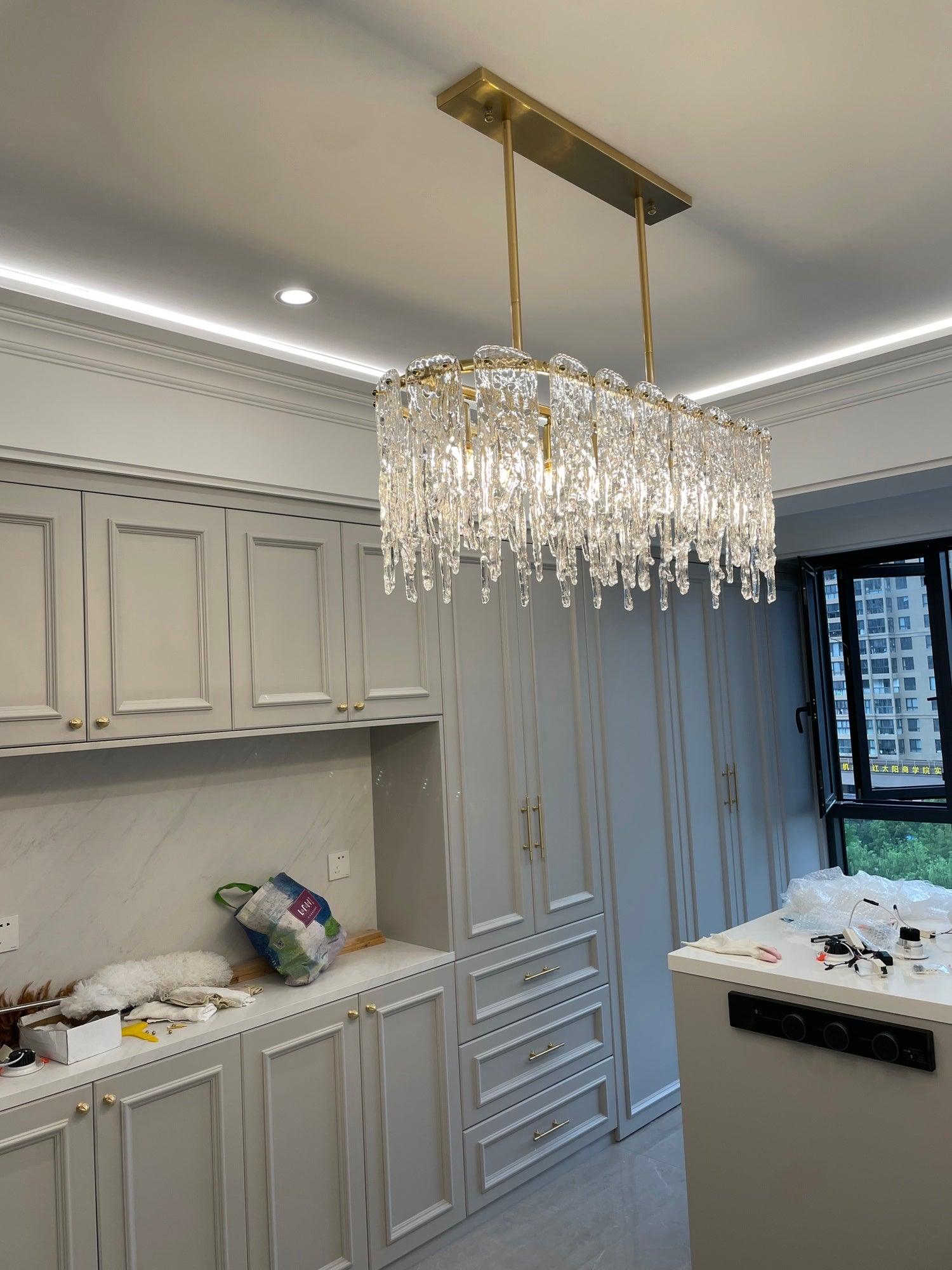 Rectangular Icicle Glass Chandelier