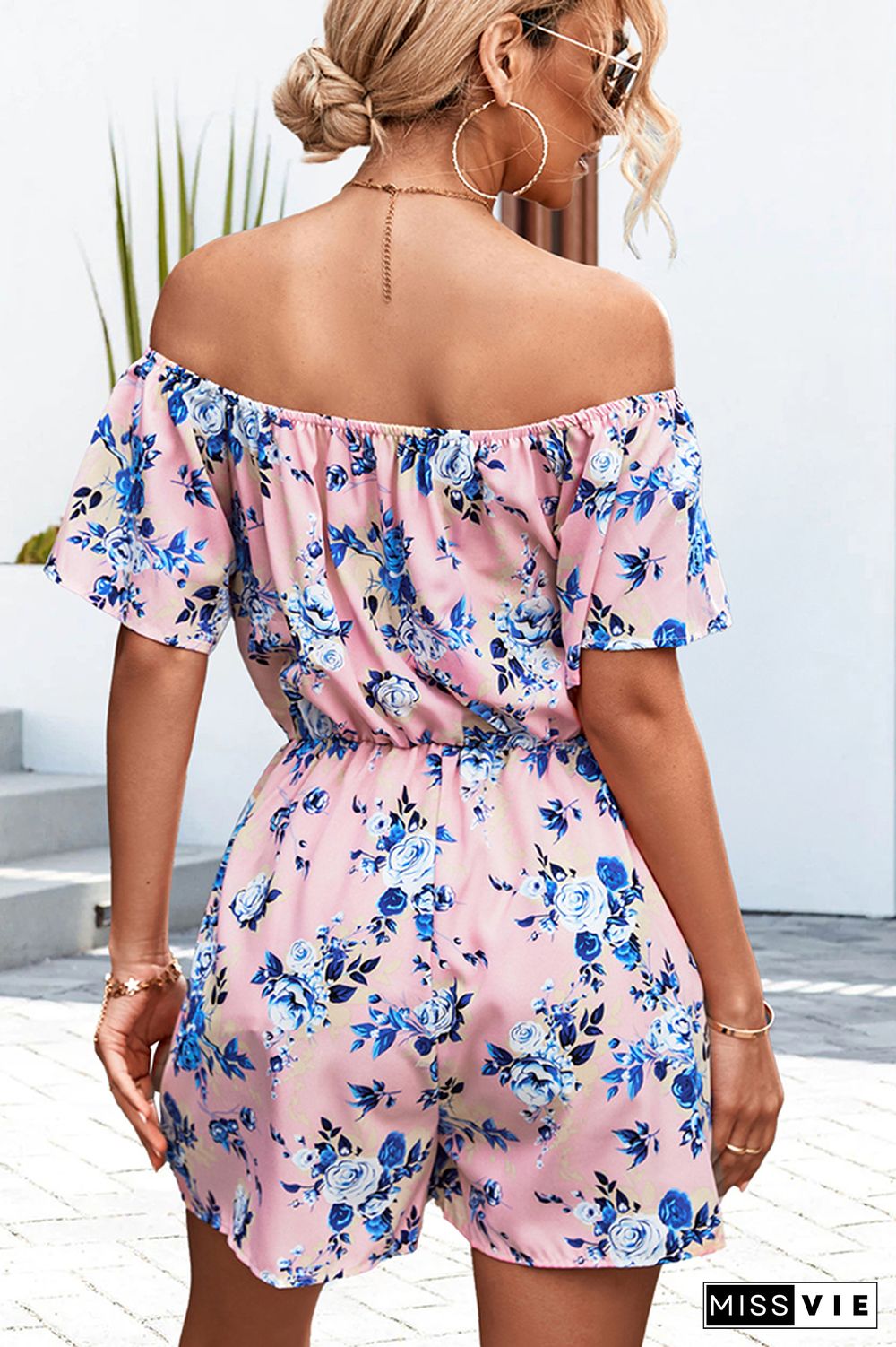 Off Shoulder Floral One Piece Romper