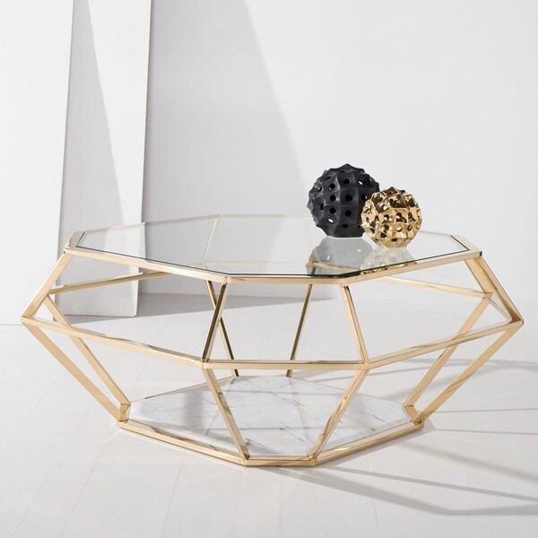 Abena Geometric Coffee Table Gold Safavieh   Contemporary   Coffee Tables   by Safavieh  Houzz