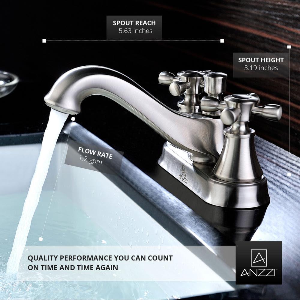 ANZZI Major Series 4 in Centerset 2Handle MidArc Bathroom Faucet in Brushed Nickel