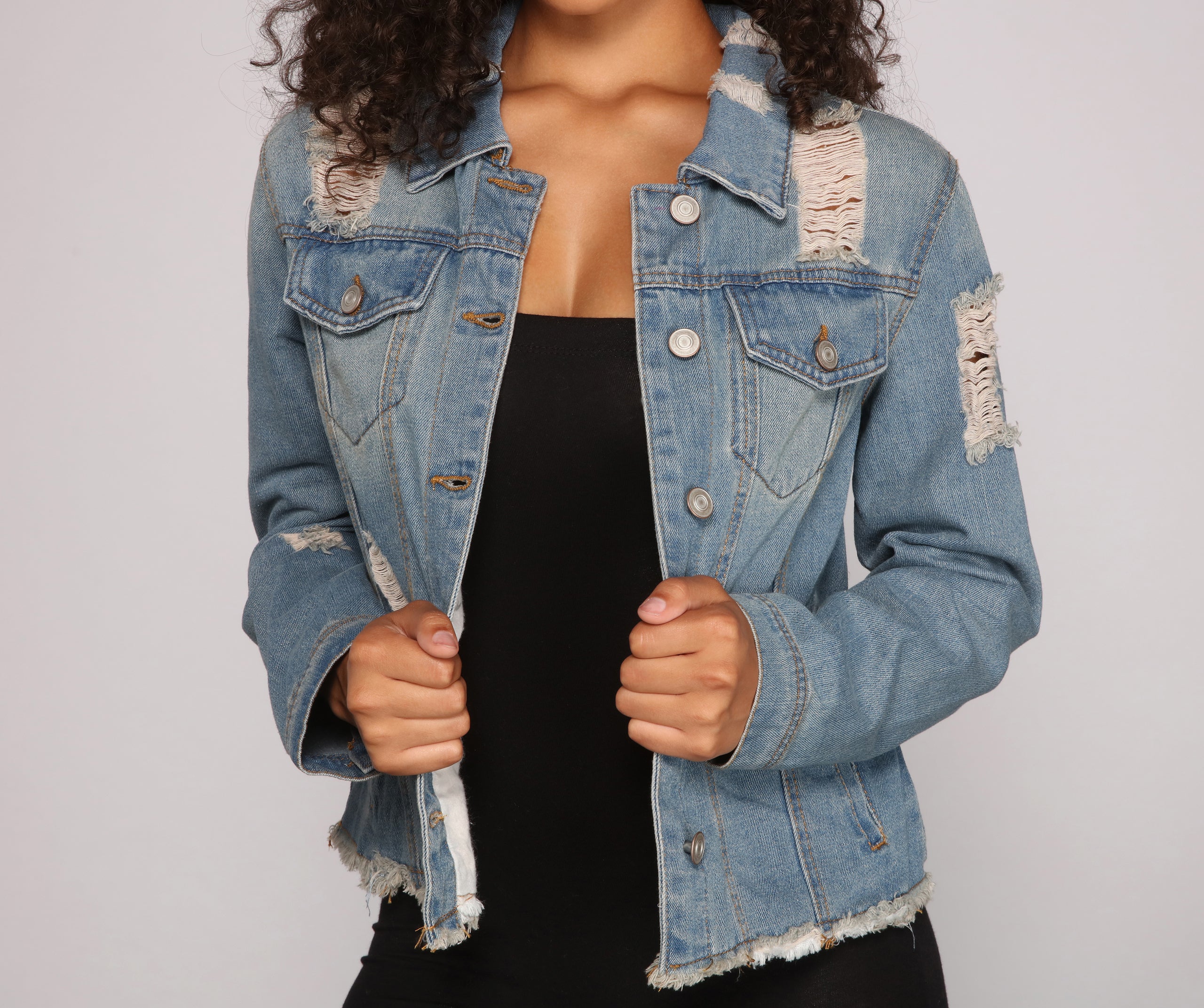 Casual Everyday Distressed Denim Jacket