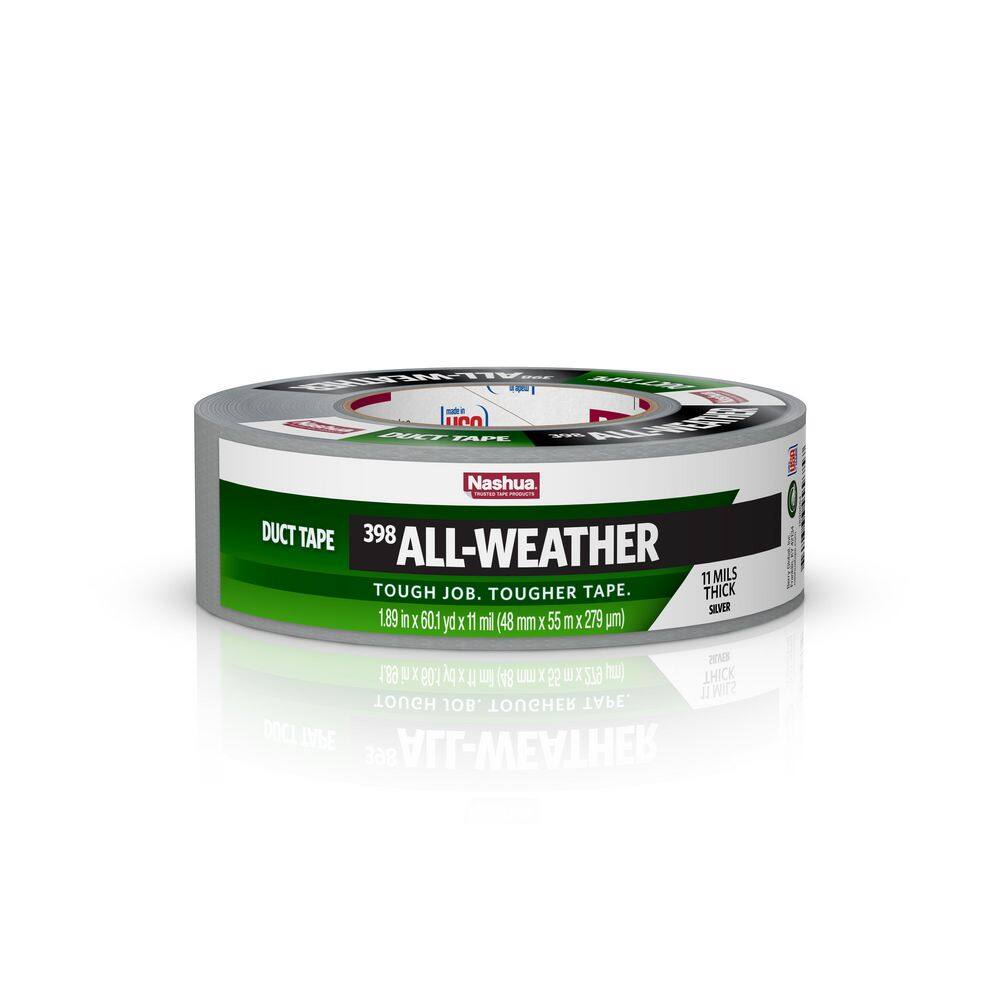 Nashua Tape 1.89 in. x 60 yd. 398 All-Weather HVAC Sealer Duct Tape in Silver 1891354