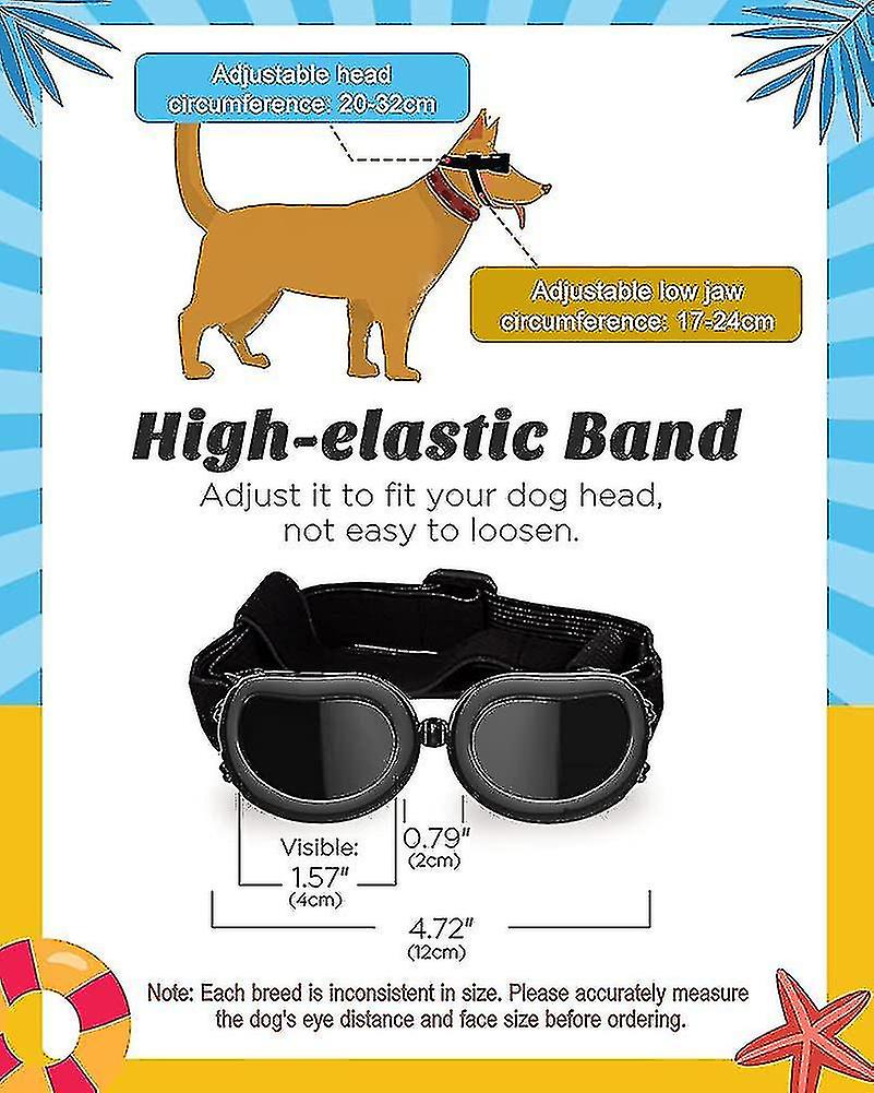 Dog Sunglasses Uv Safety Glasses， Dog Windproof and Anti-fog Goggles