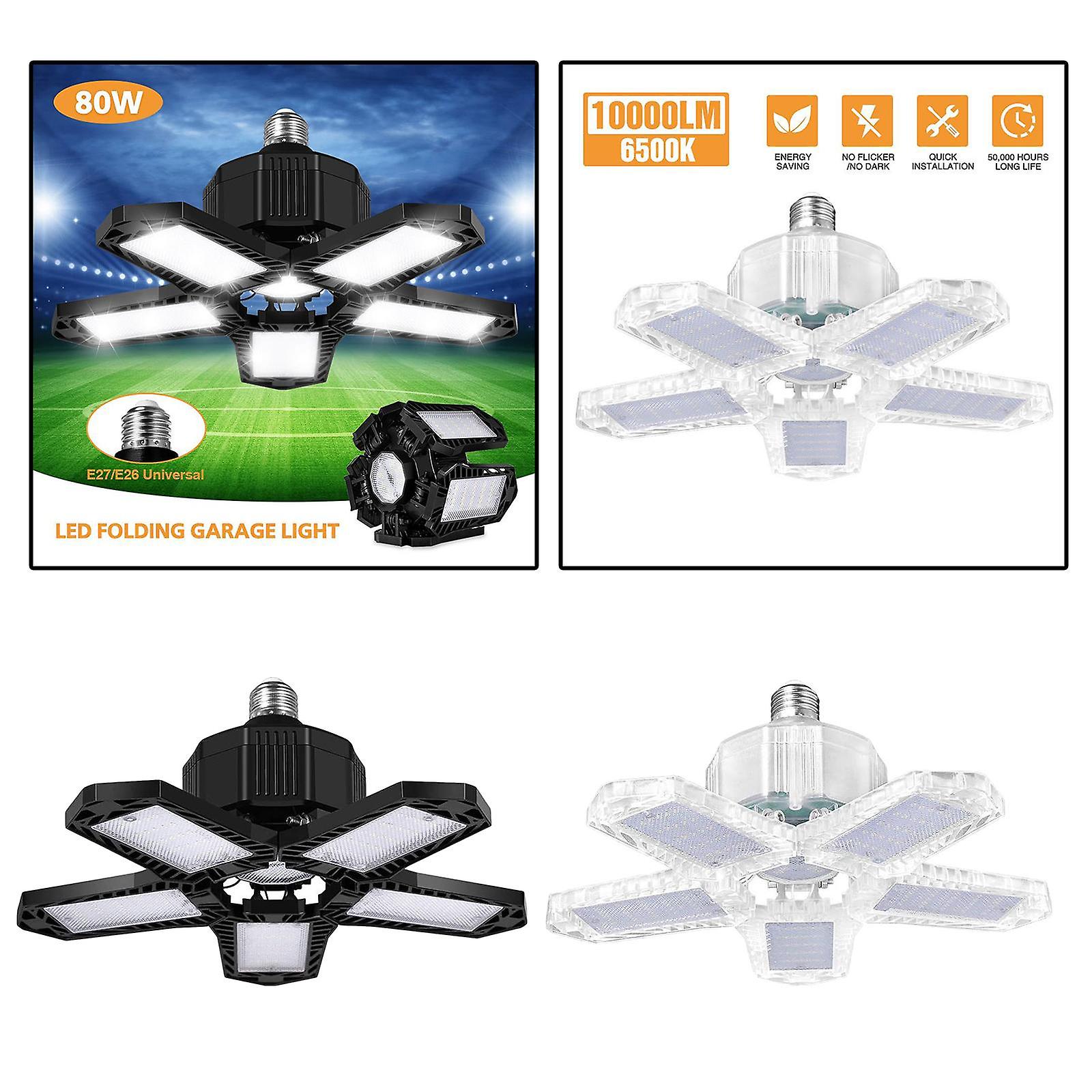 3x Led Deformable Garage Light， Barn Light Utility Shop Light Adjustable With 5 Panels For Basement， Workshop， Warehouse