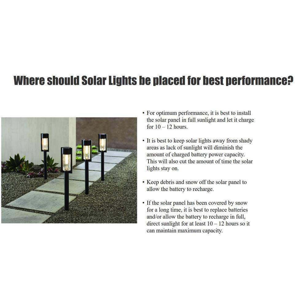 Hampton Bay Lincoln 14 Lumens Solar Black LED Path Light with Seedy Glass Lens and Vintage Bulb (4-Pack) P5100-01-22