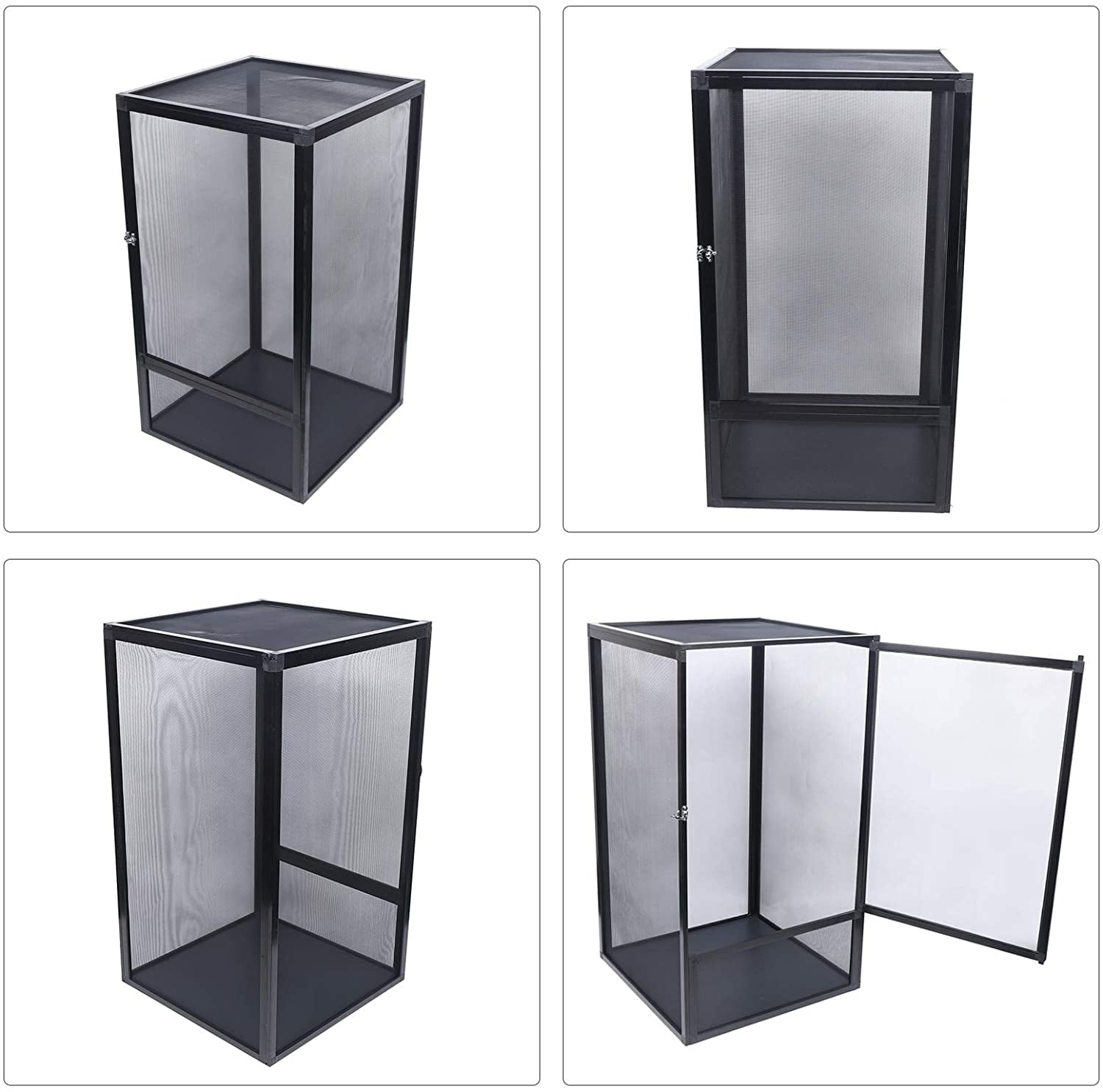 Miumaeov Climbing Pet Breeding Cage， 360 Degree Panoramic Mesh Aluminum Alloy Acrylic Observation Window Transparent Reptile Breeding Box Reptile Tank for Frog Lizard Snake Turtle