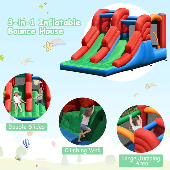 Costway 35720814 3 in 1 Dual Slides Jumping Castle...