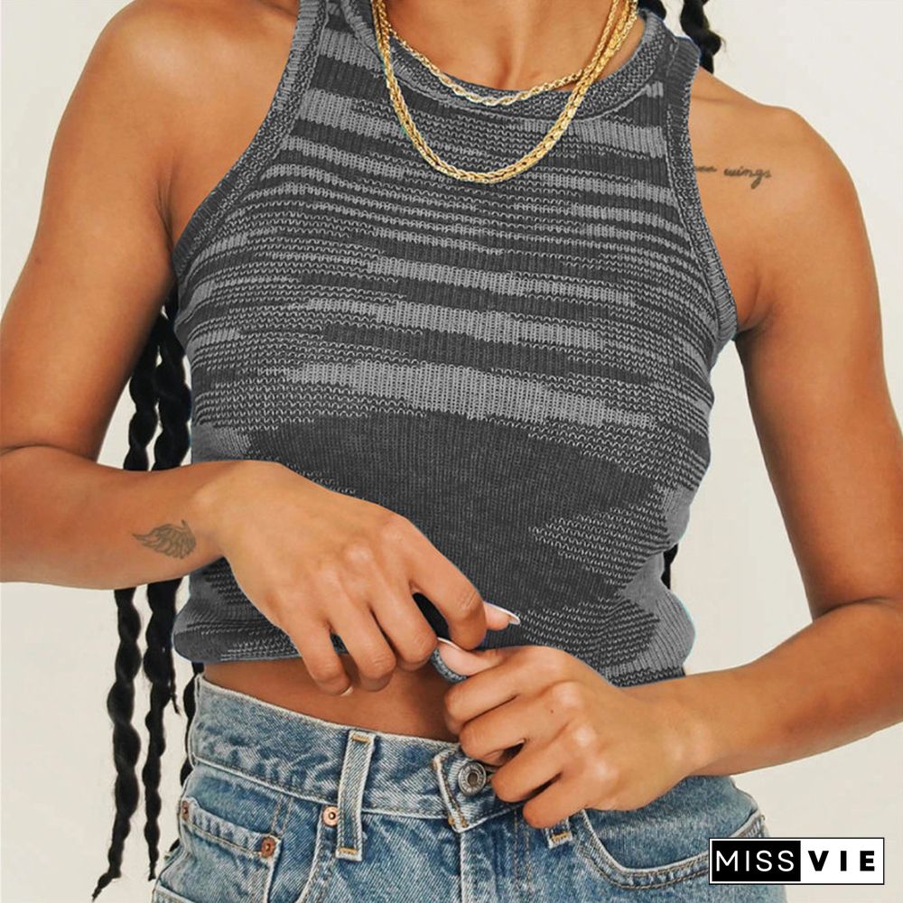 Summer Slim Render Short Crop Tops Sexy Women Sleeveless Knitted Colorful Tank Tops Summer Fitness Female Tops Vest