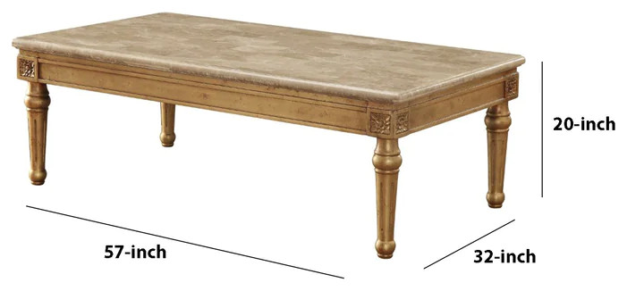 Benzara BM186978 Traditional Style Rectangular Wood  ampMarble Coffee Table  Gold   Traditional   Coffee Tables   by Uber Bazaar  Houzz