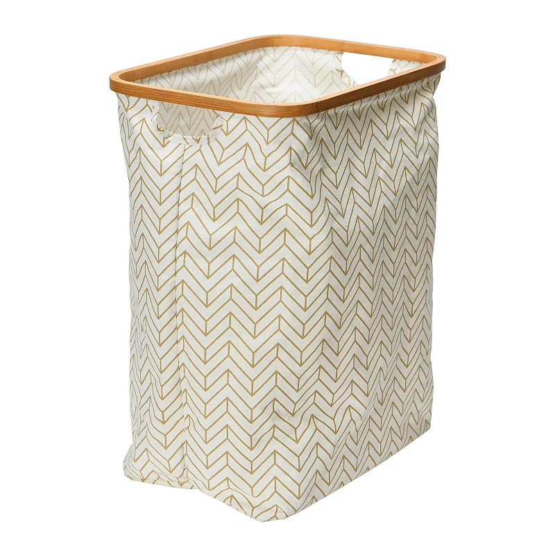 Household Essentials Bamboo Rimmed Rectangle Laundry Hamper