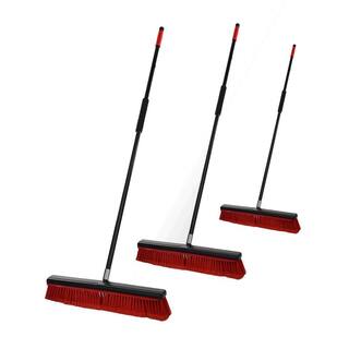 Alpine Industries 18 in. Red Indoor Smooth Surface 2-in-1 Squeegee Push Broom ((3-Pack)) 4600-18-2-3