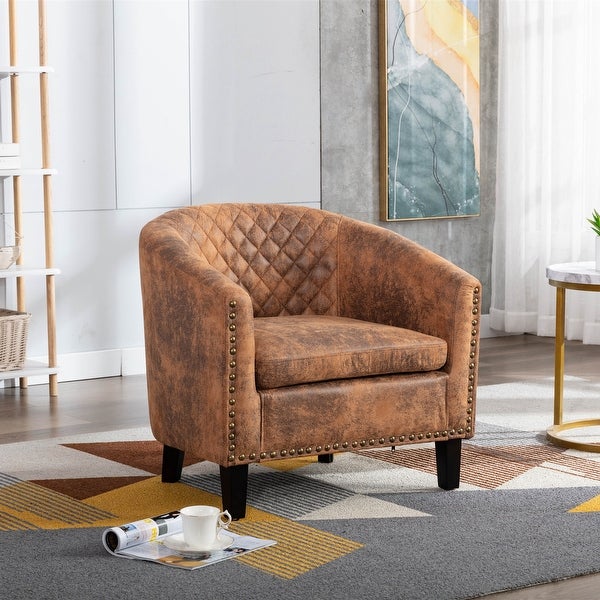 Accent Barrel Chair Living Room Chair with Nailheads