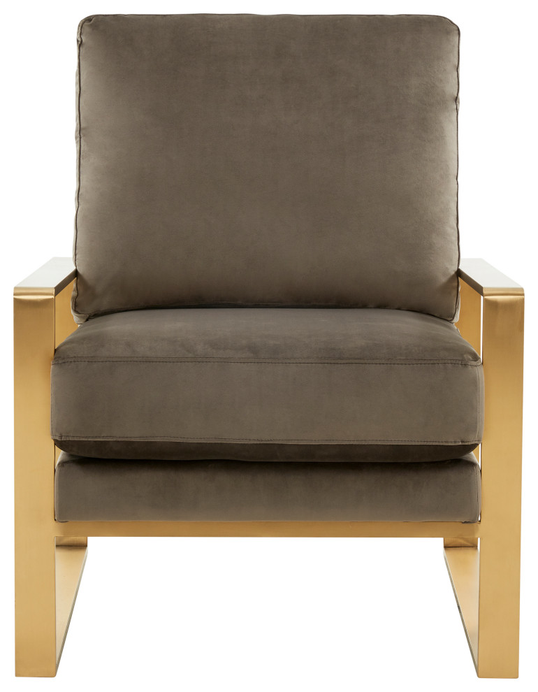 LeisureMod Jefferson Velvet Accent Armchair With Gold Frame   Contemporary   Armchairs And Accent Chairs   by LeisureMod  Houzz