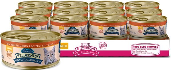 Blue Buffalo Wilderness Wild Delights Flaked Chicken and Turkey Grain-Free Canned Cat Food