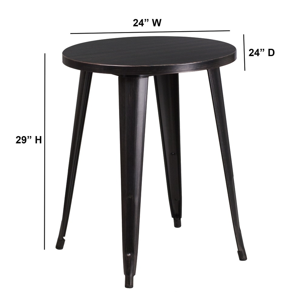 24'' Round Metal Indoor Outdoor Table   24\