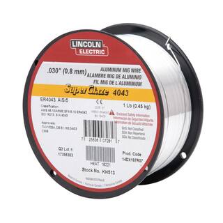 Lincoln Electric .030 in. Superglaze ER4043 Aluminum MIG Welding Wire for Heat Treatable Base Alloys (1 lb. Spool) KH513