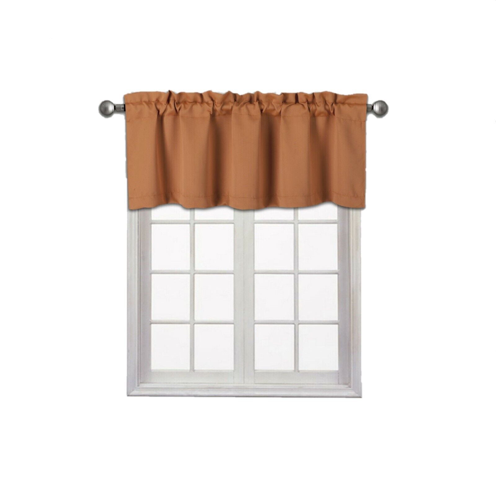 Valance curtain blackout thermal unlined TVLO orange valance for kitchen， bathroom， bedroom living room short window rod pocket 54 inch x 18 inch