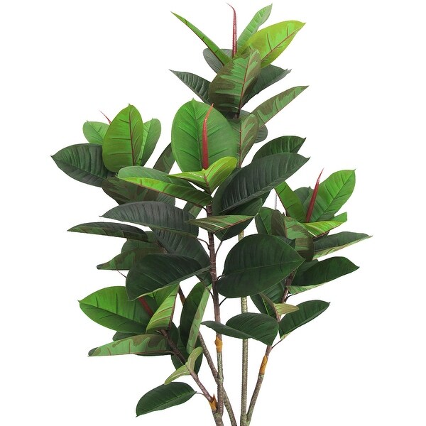 5ft Artificial Real Touch Rubber Plant Fig Leaf Tree in Black Pot