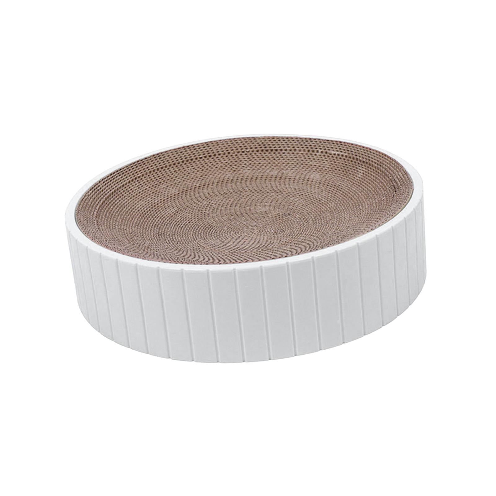 Round Cat Scratcher Furniture Protection Sofa Replaceable Inner Core Corrugated Cardboard Scratcher Scratch Toy for Sleeping Training Kitten White