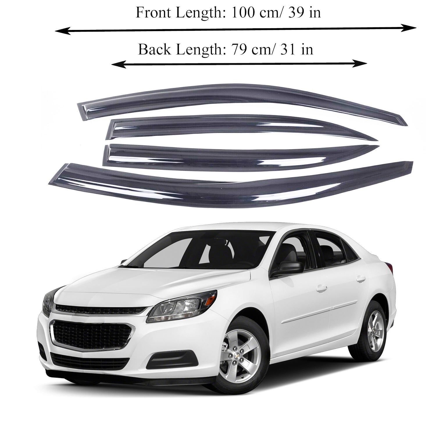 Fits Chevrolet Malibu 2013-2016 Acrylic Window Visor Sun Rain Deflector Guard