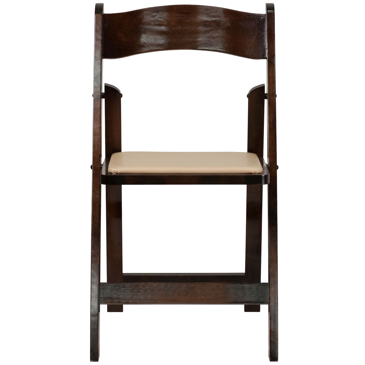 Emma and Oliver 2 Pack Mahogany Wood Folding Chair with Vinyl Padded Seat