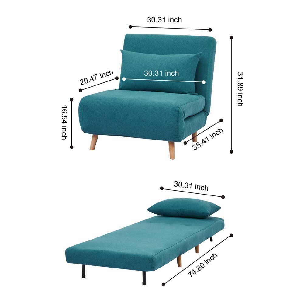 Tri Fold Convertible Polyester Sofa Bed Chair with Removable Pillow