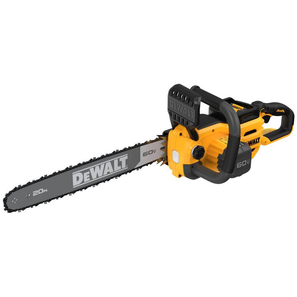 DW 60-Volt Maximum 20 in. Brushless Battery Powered Chainsaw Kit with Flexvolt 4Ah and 12Ah Batteries and Charger DCCS677Y1WCB612