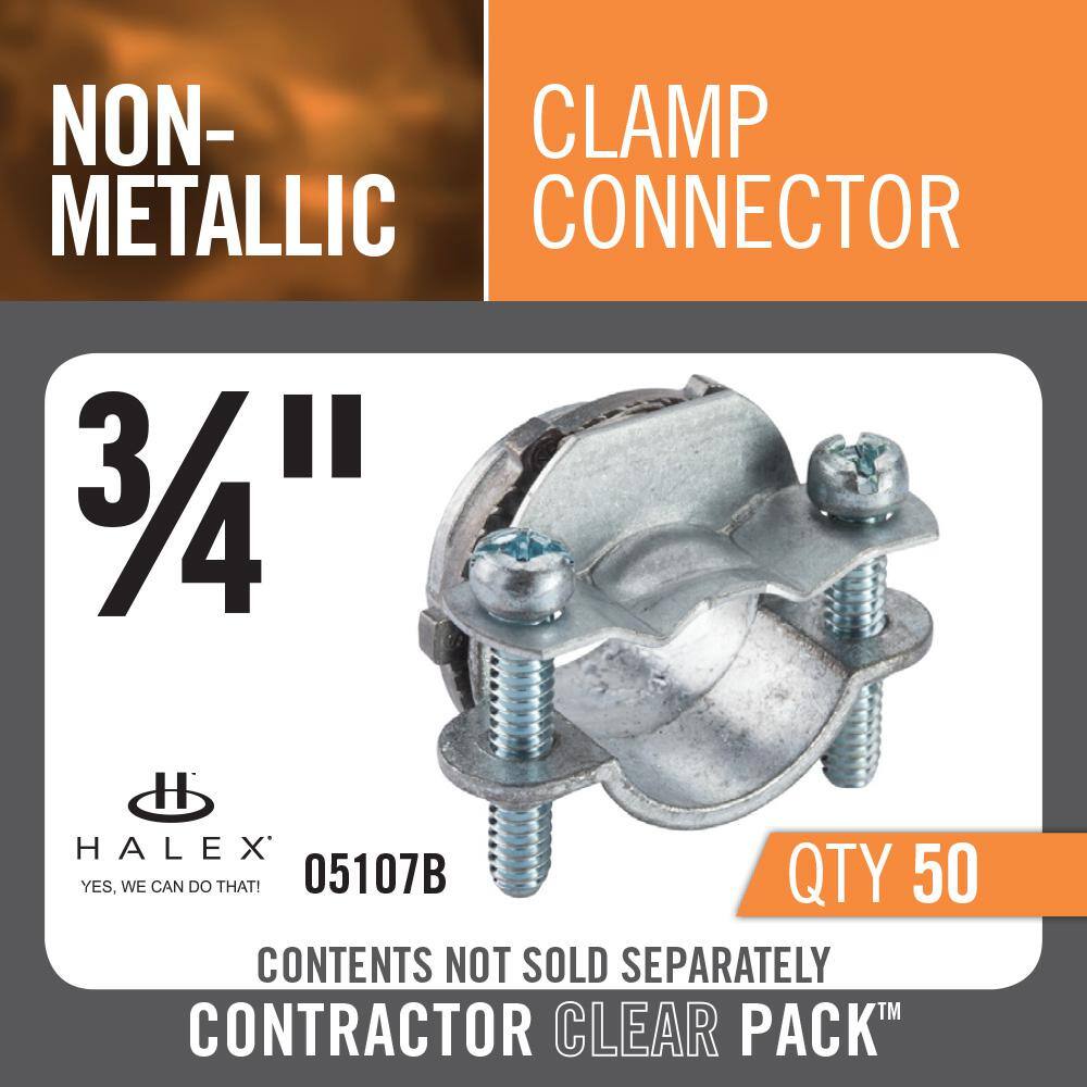 Halex 34 in. Non-Metallic (NM) Clamp Connectors (50-Pack) 05107B