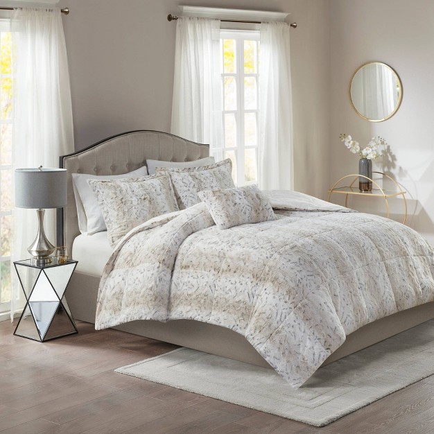 Madison Park Marselle Brushed Faux Fur Comforter Set