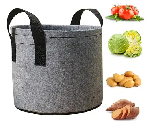 High quality nonwoven felt grow bag black fabric pot for organic flower mushroom tomato 10 45 50 100 200 gal