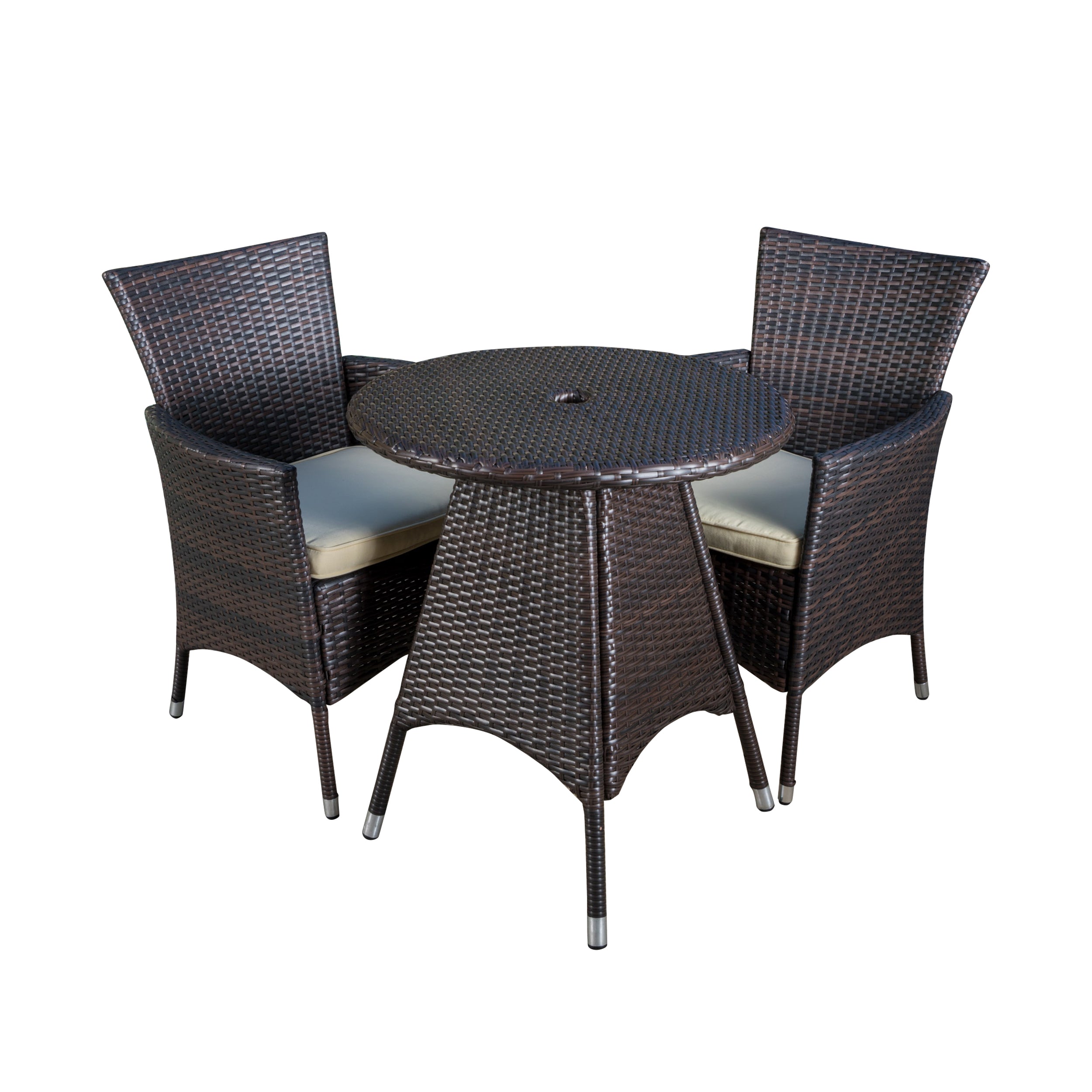 Clementine Outdoor 3pc Multibrown Wicker Bistro Set