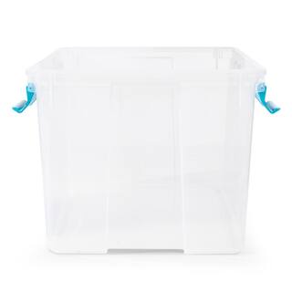 Sterilite 54 Qt. Plastic Stackable Storage Bin with Gasket Latch Lid Clear (4-Pack) 4 x 19344304