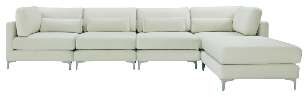 Julia Velvet Upholstered L Shaped Modular Sectional   Midcentury   Sectional Sofas   by Meridian Furniture  Houzz