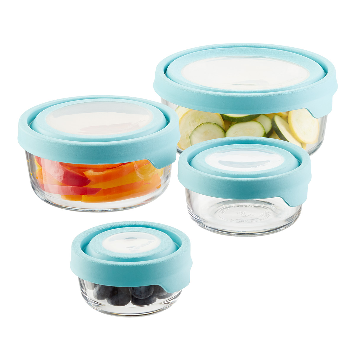 Anchor Hocking Glass TrueSeal Round Food Storage Containers with Blue Lids