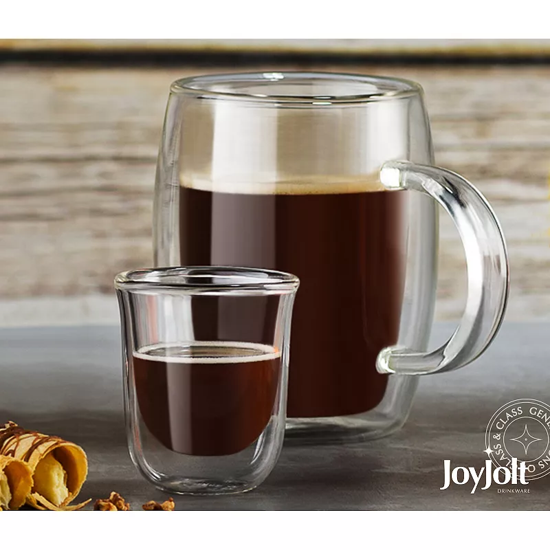 JoyJolt Javaah 4-pc. Double Wall Insulated Espresso Glass Set