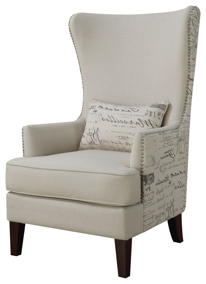 Pippin Curved Arm High Back Accent Chair Cream   Modern   Armchairs And Accent Chairs   by Modon  Houzz