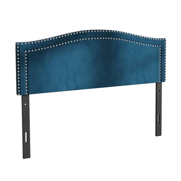 CraftPorch Velvet Nailhead Trim Upholstered Adjustable Headboard - - 36547906