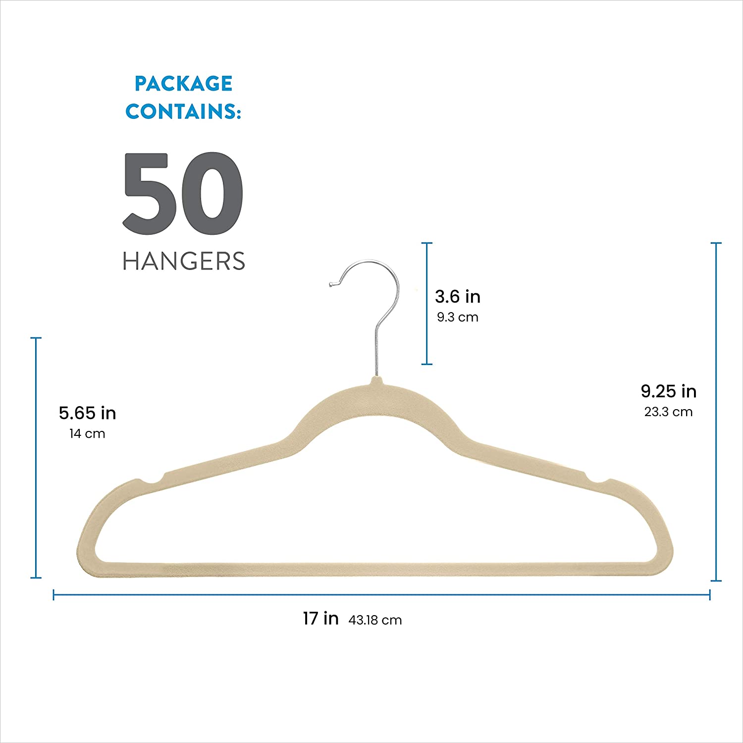 Zober Non-Slip Velvet Hangers - Suit Hangers (50-pack)， Ivory