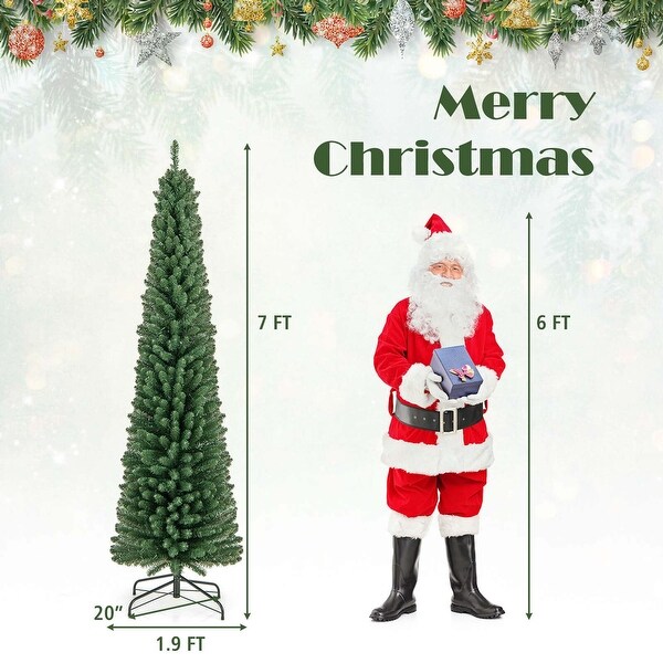 Costway 5/6/7/8 FT Pencil Christmas Tree with 295/392/523/671 Memory