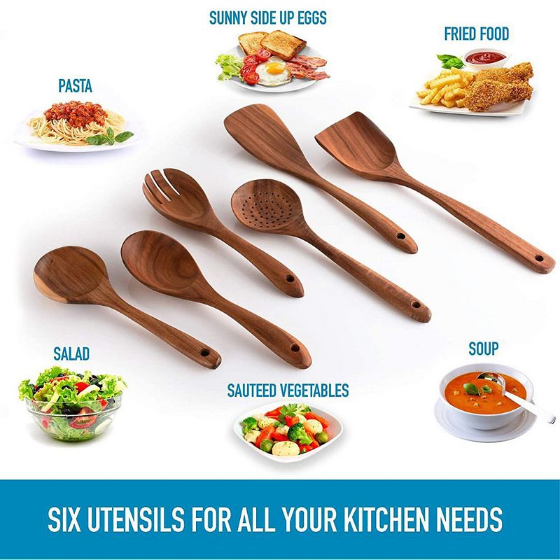 Teak Wooden Cooking Spoons (6 Pc Set)