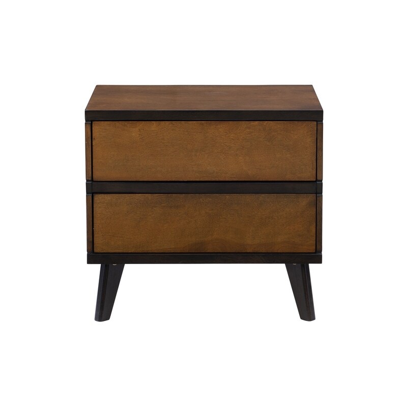 Linon Mid Century Brown Two Drawer Nightstand