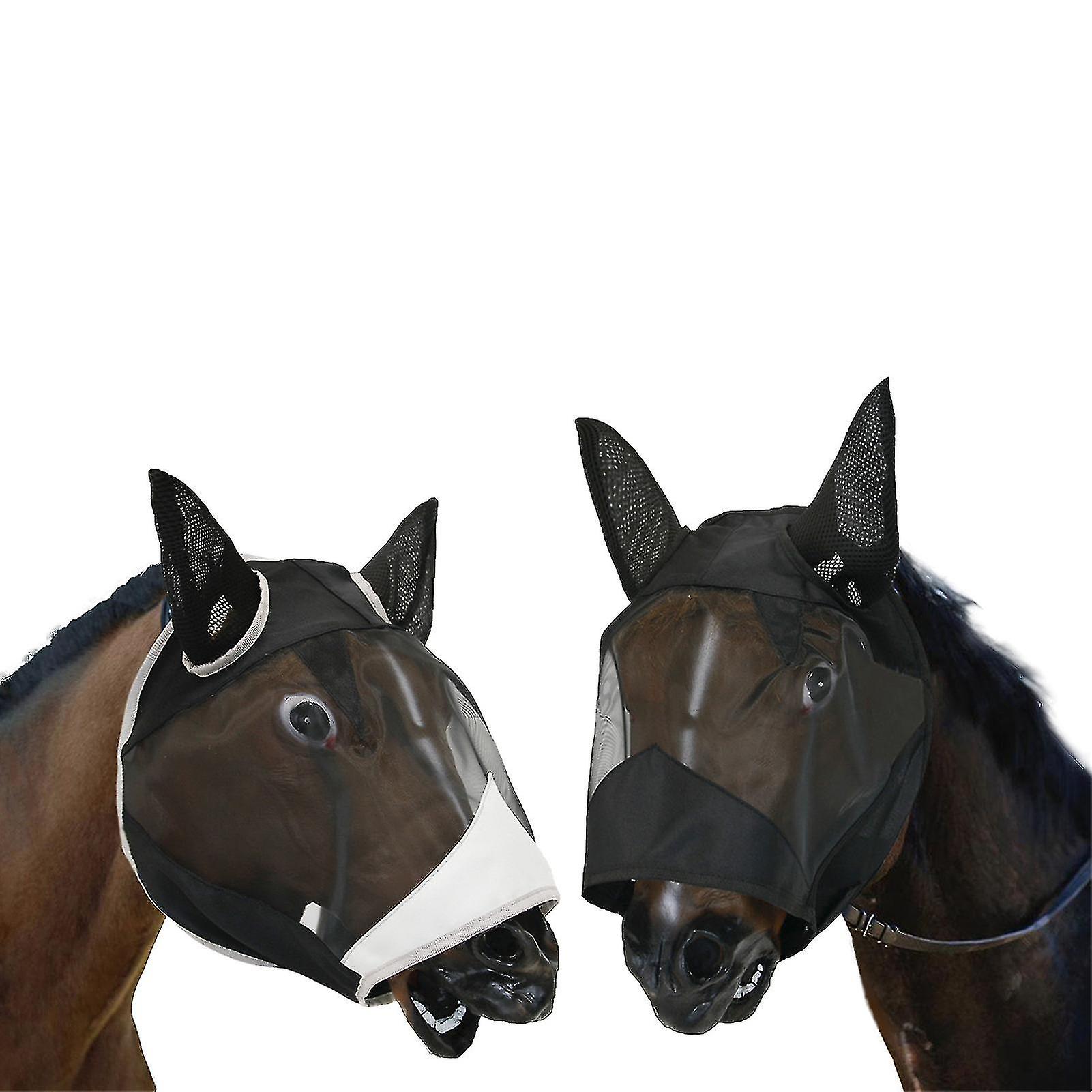 Fine Mesh Fly Mask With Ears And Nose Breathable Horse Face Mask Mosquito Repellent Horse Hood Horse Face Mosquito Repellent Stretch Horse Flight Mask