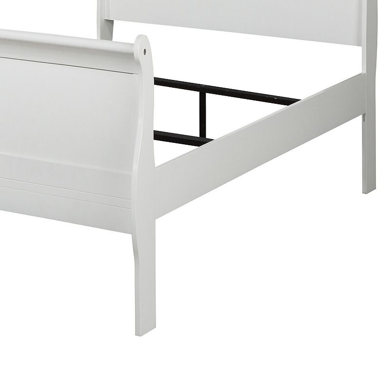 Wooden Full Bed with Panel Design Sleigh Headboard and Footboard， White