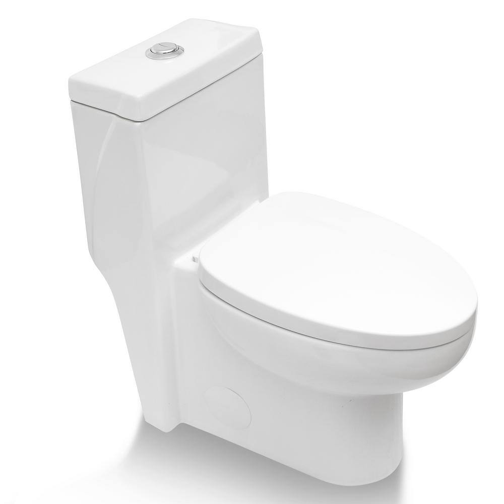 LORDEAR 12 in. Rough-In 1-piece 1.61.1 GPF Dual Flush Elongated Toilet in White Soft Close Seat Included MT60DL8