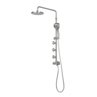 PULSE Showerspas Lanikai 7-Spray Patterns with 1.8 GPM 8 in. Wall Mounted Dual Shower Head and Handheld Shower Head in Brushed Nickel 1028-BN-1.8GPM