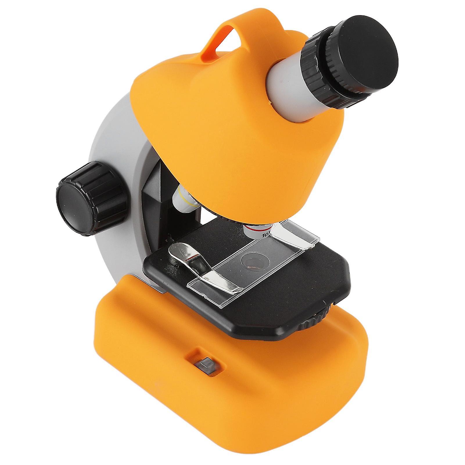 Kids Microscope Kit 1200X Portable HD Observation Children Microscope Educational Science Portable Microscope Toy Yellow